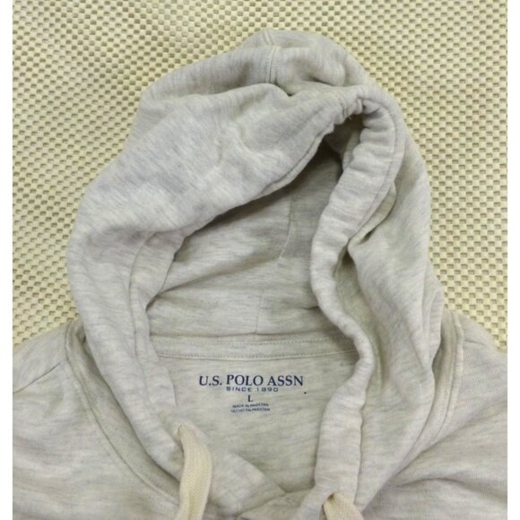 U.S. Polo Assn. Spell Out Gray Hoodie With Blue Pony Logo Embroidery Large Size - Picture 7 of 9